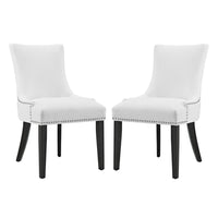 Modway - Marquis Imitation cuir Chaise à manger Ensemble de 2 - Blanc-Fauteuil d’appoint moderne élégant