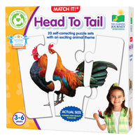 University Games - The Learning Journey Match It: Head to Tail - Puzzle De Reconnaissance Des Animaux Pour Tout-Petits - Puzzle Amusant d’Association Des Têtes Et Des Queues-Développe les compétences d’observation