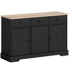 HOMCOM - Buffet style ferme 46,5 po avec portes de grange et tiroirs - noir-Le plateau à effet bois naturel et les portes style grange créent une ambiance chaleureuse de ferme