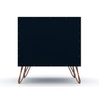 Manhattan Comfort - Rockefeller Table de Nuit 1 Tiroir Style Mid-Century Modern 51 cm - Tatiana Bleu Minuit - Lot de 2-Garantie limitée du fabricant de 30 jours