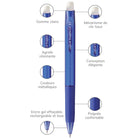 uni-ball - Stylos rétractables à gel effaçable - 0,7 mm - bleu - paquet de 2-Couleur et construction du corps : Bleu