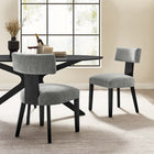 Modway - Nalani Tissu tapis Chaises de salle à manger Ensemble de 2 - Tissage à bruyère gris noir-Rembourrage en mousse dense