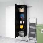 Prepac - Armoire de rangement étroite HangUps de 15 po - noir-Poignées au fini nickel satiné