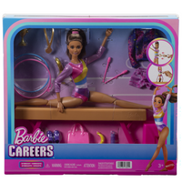 Barbie - Coffret de Jeu Gymnaste - Poupée Mode - Brunette-Fixez la taille de la poupée Barbie dans la pince en forme de C pour l'aider à réaliser des roues, des saltos, des sauts et bien plus encore