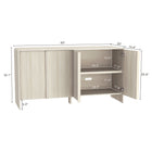 Manhattan Comfort - Novara 60" Buffet contemporain à 4 portes - Chêne blanchi-Étagères intérieures réglables pour un rangement et une organisation flexibles