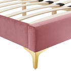 Modway - Sutton Performance Velvet Cadre de lit complet, Rose poussiéreuse-Pieds en métal doré avec des capuchons sans marque