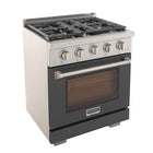 Kucht - 30 po Série KFX-X Cuisinière Pro Style au gaz naturel - Acier inoxydable/Gris ciment-Brûleur rocket power de 21 000 btu pour un saisissage rapide