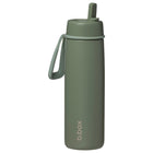 b.box - Bouteille isotherme à couvercle rabattable - 690 ml - Olive-Couvercle rabattable pour boire librement avec paille en acier inoxydable