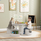 Qaba - Ensemble table et chaises pour enfants 5 pièces avec rangement - Gris-Les chaises se rangent sous la table pour maximiser l'espace de la pièce  