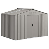 Abri de jardin Outsunny 9' x 6' avec kit de fondation-Grand espace intérieur pour ranger des outils, un vélo, des outils de jardin, du matériel d’entretien de pelouse et plus encore
