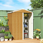 Outsunny - Abri de jardin extérieur 4,5 pi x 3 pi, aspect bois-Le toit en forme d'apex empêche l'accumulation de pluie, gardant tous vos objets au sec 
