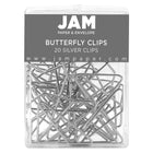 JAM Paper - Pinces papillon colourées - pinces à papier argentées - paquet de 15-Couleur : Trombone papillon argenté