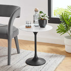 Modway - Lippa Rond de 20 po Bois Table d’appoint - Noir Blanc-Socle métallique résistant aux éclats