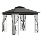 Outsunny - Pavillon de patio 10 pi l x 10 pi L - auvent de pavillon d’extérieur - gris-La tente gazebo avec parois latérales en maille est un ajout fantastique à votre terrasse, balcon ou jardin