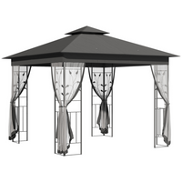 Outsunny - Pavillon de patio 10 pi l x 10 pi L - auvent de pavillon d’extérieur - gris-La tente gazebo avec parois latérales en maille est un ajout fantastique à votre terrasse, balcon ou jardin