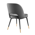 Modway - Rouse Performance Velvet Fauteuil d’appoint de salle à manger - Charbon de bois-Pattes écartées et effilées