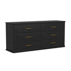 Manhattan Comfort - Commode double traditionnelle Clifford à 6 tiroirs - Noir-Bords arrondis : Les contours doux ajoutent un attrait visuel et un aspect lisse et soigné