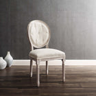 Modway - Arise Français vintage Tissu rembourré Fauteuil d’appoint de salle à manger Ensemble de 2 - Beige-Rembourrage en tissu polyester
