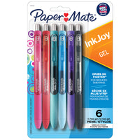 Paper Mate - Stylo à gel InkJoy - 0,7 mm - couleurs variées - paquet de 6-L'encre à séchage rapide propose une expérience d'écriture sans bavures