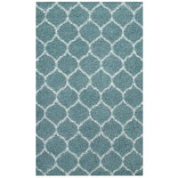Modway - Solvea Treillis marocain Tapis 5 pi l x 8 pi L Shag Area - Bleu aqua et ivoire-Tapis marocain à treillis shag