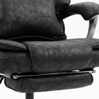 HOMCOM - Fauteuil de bureau exécutif avec repose-pieds et assise large - noir-Matériaux : Leathaire (100 % polyester), mousse, panneau multicouche, acier
