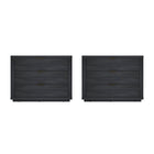 Manhattan Comfort - Ensemble de 2 tables de chevet modernes Evelyn 32" à 3 tiroirs - Gris charbon-Table de nuit moderne pour chambre et salon lot de 2