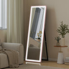 HOMCOM - Miroir pleine longueur led avec éclairage 3 couleurs - 21 po l x 64 po H - rose-Matériau : Verre trempé, MDF 