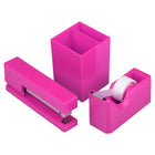 JAM Paper - Desk Trio agrafeuse, distributeur de ruban adhésif et porte-stylo - Rose fuchsia-Couleur : rose fuchsia