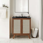 Modway - Soma 30" Vanette de salle de bain - Noir noyer-Poignées de porte en métal