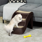 PawHut - Escalier pliable pour animaux 3 marches pour petit avec marches antidérapantes - brun-Conception légère et stable, facile à transporter et à déplacer 