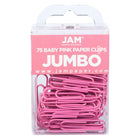 JAM Paper - Trombones géants colourés - grands trombones roses de 5 cm - paquet de 75-Couleur : rose