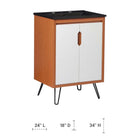 Modway - Energize 24" Vanette de salle de bain - Noir blanc cerise-Lavabo en céramique avec trous centraux de 8"