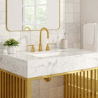 Modway - Gridiron 36" Vanette de salle de bain - Or blanc-Trous de robinet centraux 8"