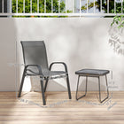 Outsunny - Ensemble bistro de patio 3 pièces avec chaises empilables et table-Le tissu en maille respirante offre un confort pendant les longues conversations 