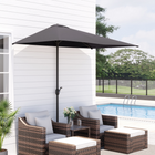 Outsunny - Parasol de patio demi-lune avec 5 baleines - 8 pi - gris-Se place à ras d’un mur ou d’une porte vitrée