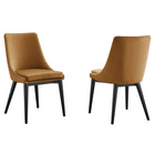 Modway - Viscount Accent Performance Velvet Chaises de salle à manger Ensemble de 2 - Cognac-Chaises de salle à manger modernes vintage
