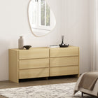Manhattan Comfort - Linda 72" Moderne Commode Double à 6 Tiroirs - Chêne Naturel-Comprend 6 tiroirs spacieux avec extension à 75 %