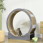 PawHut - Roue pour chat 36 po d’intérieur avec frein, coussinets à griffer - gris-La couche intérieure du griffoir augmente la friction et satisfait les instincts de votre chat 