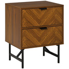 HOMCOM - Table de chevet avec 2 tiroirs - noyer brun-2 tiroirs offrent suffisamment d'espace pour les accessoires quotidiens