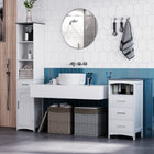 Kleankin - Armoire colonne de salle de bain haute et mince autoportante - blanc-Fabriquée en panneau MDF pour une construction solide   