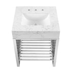Modway - Gridiron 24" Vanette de salle de bain - Argent blanc-Évier en marbre artificiel