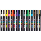 Posca - Marqueurs de peinture à base d'eau - Pointe fine réversible (0,9-1,3 mm) - Couleurs assorties - paquet de 16-L'encre vive et opaque est permanente sur les surfaces poreuses et effaçable sur la plupart des surfaces non poreuses.