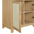 Manhattan Comfort - Sheridan 31,49 po Bibliothèque Cabinet Moderne d’Inspiration Mid-Century - Nature-Poignée verticale en bois massif avec finition peinte