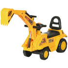 HOMCOM - Pelle mécanique ride-on pour enfants - jaune-Conception 3-en-1 : pelleteuse, trottinette et chariot de rangement en un seul produit 