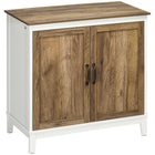 HOMCOM - Armoire de rangement style ferme 30,9 po L - chêne-Grande surface de table et armoire à 2 niveaux pour un espace de rangement généreux 