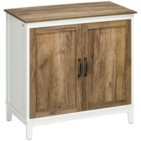HOMCOM - Armoire de rangement style ferme 30,9 po L - chêne-Grande surface de table et armoire à 2 niveaux pour un espace de rangement généreux 
