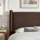 Modway - Rael Performance Velvet Lit de plateforme complet, Marron chocolat-Tête de lit et pied rembourrés