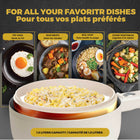 Ceramax - Poêle antiadhésive électrique de 1,5 L avec couvercle-Revêtement en céramique antiadhésive durable : cuisinez avec peu ou pas d’huile grâce à l’intérieur recouvert de céramique avancée, conçu pour empêcher les aliments de coller et favoriser un chauffage uniforme pour une préparation efficace des repas facile à nettoyer et durable