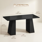 HOMCOM - bureau d’ordinateur industriel 63 po avec cadre trapézoïdal - grain de bois noir-Ce bureau d’écriture est fabriqué en panneaux de particules, MDF et cadre en acier inoxydable