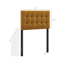 Modway - Emily Tissu tapis Tête de lit jumelée, Cuivre-Touffage de boutons